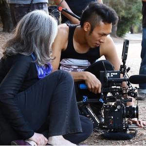 Director Judy Sandra with DP Jon Wong from behind the scenes video on the set of 