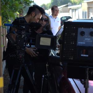 Director Judy Sandra with DP Jon Wong on the set of Angelito in Your Eye Los Angeles 2014