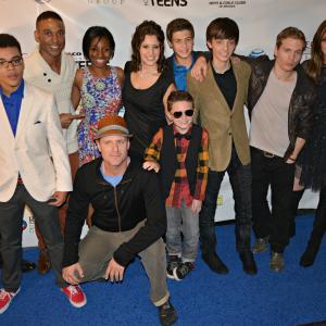 Noura Jost (centre) with the cast and Director Estlin Feigley at the NYC premiere of The Stream