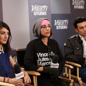 Sheila Vand Ana Lily Amirpour and Arash Marandi at event for A Girl Walks Home Alone at Night