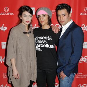 Sheila Vand, Ana Lily Amirpour and Arash Marandi at event for A Girl Walks Home Alone at Night