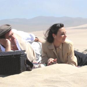 Fabrice Mougas (Jacques) and Rafaella Debest (Renee), on location - Guadalupe Dunes, California