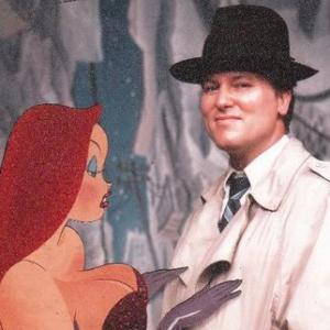 I'm not drawn that way, I'm just bad. (David McLure posing with Jessica Rabbit)