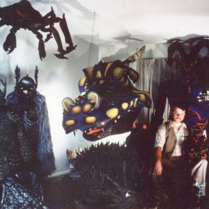 Jacksonville FL 1978 My apartment BlackLight puppets armor Japanese Kaiju Godzilla Angurus etc Mostly sheetfoam construction
