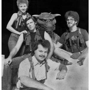Ghostbusters (1984) 'Terror Dog' crew. Terry Hardin, Ron Harris, Mark Wilson & Tim Lawrence. 1st Unit. Temple of the Gozer. December 1983.