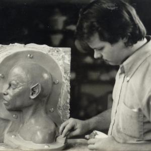 Thriller (1983) Rick Baker Studio. Michael's 'Cat Man' Change-O-Head sculpture by Shawn MacEnroe. Gag was only to be shot from left side so only sculpted left side. I am preparing to lay-up a fiber-glass core-mold for the injection of ureth