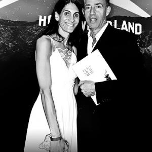 Sharon Abella and Jon Kilik attend The Weinstein Company after party at The Golden Globes 2012. Dress designed by Sharon Abella.
