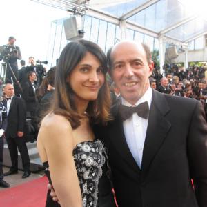 Film Journalist Sharon Abella and Film Producer Jon Kilik attend the premiere of Biutiful Grand Palais Cannes 2010