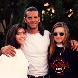 Lorenzo Lamas on set of Renegade with Kelli Clevenger and Casie Stokes