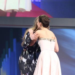 Natalie Portman greets Hera Hilmar at the Presentation of European Shooting Stars 2015 during the 65th Berlinale International Film Festival at Berlinale Palace on February 9, 2015 in Berlin, Germany.