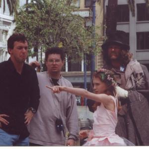 On the set of The Runaway at Union Square in San Francisco