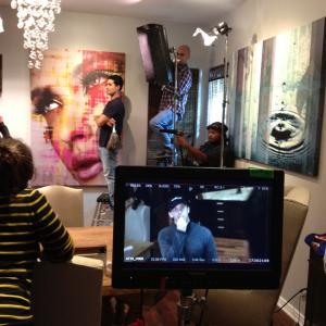 Director Brandon Thomas on set of Doritos commercial Actor Joseph Eid