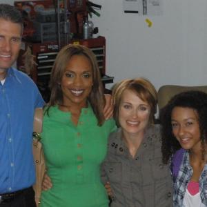 Sami on set of Breaking Point with actors from the show; Brian, Jillian,and Crystal