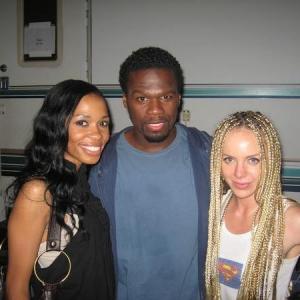Curtis 50 cent Jackson Darcel Moreno and Shirly Brener on the set of Streets of Blood