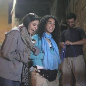 With Maysoon Zayid and Yousef Abed Alnabi. Captain Abu Raed on location in Salt, Jordan.