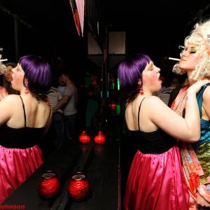 Morgan Elizabeth as Va Gina Velvet Burlesque Performer with Wiggy Stardust at Fringe Presents Harajuku Night Seattle WA