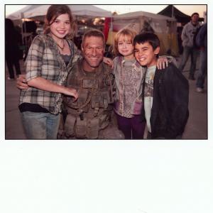 Jadin with Aaron Eckhart, Joey King, Bryce Cass On The Set Of BATTLE:Los Angeles