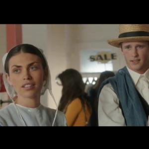 Aurelia Scheppers  Cayden Boyd on set of Lifetime movie Expecting Amish