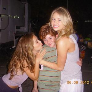 Dmitri with Kassandra Clementi and Haley Lu Richardson on the set of Twister Warning