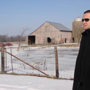 Aleh on location Illinois farm for film FEAR