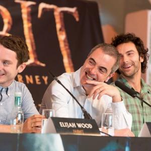 Elijah Wood James Nesbitt and Aidan Turner at Wellington NZ press conference for the world premiere of The Hobbit An Unexpected Journey