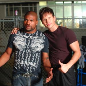 Tamas Menyhart and Rampage Jackson on set filming  Duel of Legends 