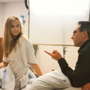 Behind the scenes photo of Jennifer Keller with Director Bruce Marchiano in Alisons Choice