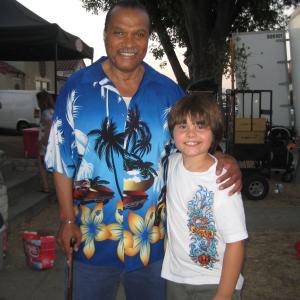 Billy Dee Williams and Zach Callison on the set of Diary of A Single Mom, second season.