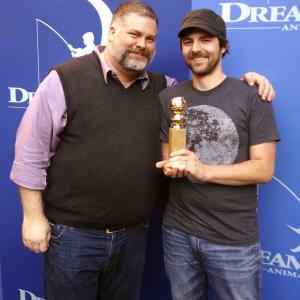 Golden Globe for How To Train Your Dragon 2 Thomas Grummt with director Dean DeBlois 2015