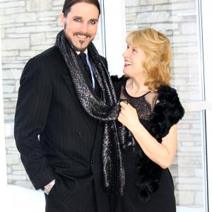 Matt Wiggins with actress Susan Lunning during a photo shoot for the 2014 Iowa Motion Picture Awards where Matt served has host and MC
