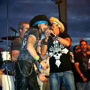 Matt Wiggins with Bret Michaels during a show in March 2014.