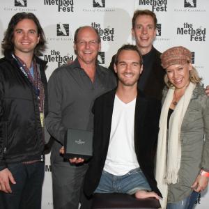Best Short Film & Best Actor Awards at the 2010 Method Fest (LR Joshua Weigel, Nick Vujicic, Doug Jones & Rebekah Weigel)