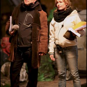 Pascal Chind on the set of Extreme Pinocchio with first assistant director Stphanie Blanger