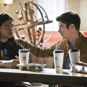 Still of Grant Gustin and Carlos Valdes in The Flash 2014