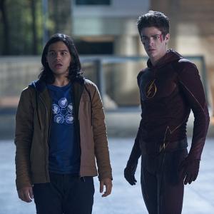 Still of Grant Gustin and Carlos Valdes in The Flash 2014
