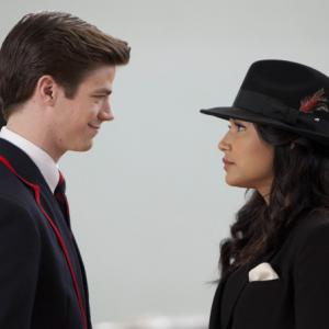 Still of Naya Rivera and Grant Gustin in Glee 2009