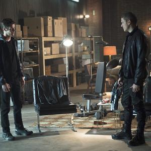 Still of Wentworth Miller and Grant Gustin in The Flash 2014