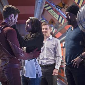 Still of Jesse L. Martin, Rick Cosnett, Grant Gustin and Candice Patton in The Flash (2014)