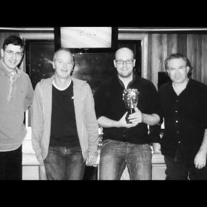 Dom Boucher 3rd from left Sound Engineer with Mark Baker Phil Davies  Neville Astley BAFTA Winners 2009
