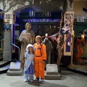 Carly Pancher and Cole Pancher on the set of Wizards of Waverly Place July 2009