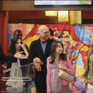 Still of Jorge Luis Abreu, Larry David, Miley Cyrus, Romy David and Cazzie David in Hannah Montana (2006)