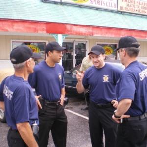 Sheriff Witten and the boys on location during the filming of Fish Hook