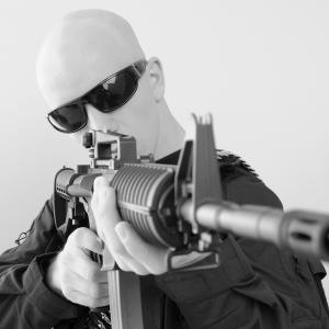Mercenary with rifle