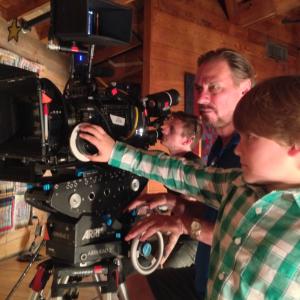 Brody Rose with DP Don FauntLeRoy on the set of Christmas on the Bayou