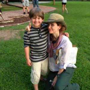 Brody Rose with Director Leslie Hope on the set of 