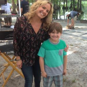 Brody Rose with Sherry Stringfield on the set of 