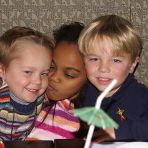 Mason with China McClain and brother Max.