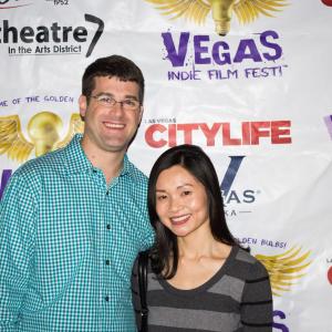 WriterDirectorProducer Jason Anthony Fisher with Associate Producer Tam Vu at the Vegas Indie Film Festival which their film AKA The Surgeon was screening