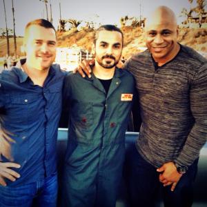 Chris ODonnell Stevin Knight LL Cool J on set NCIS Los Angeles