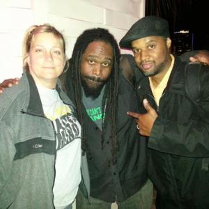Filmmaker Elizabeth with MusicianArtist Asaan Swamburger Brooks of Solillaquists of Sound and ArtistCurator Mark Tr3 Harris at BRINK Thursdays for SUNSHINE STATE OF MIND in Orlando FL 2013